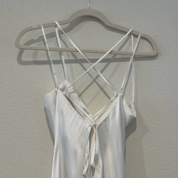 Lulu’s Silk Flowy White Dress - Picture 2 of 4